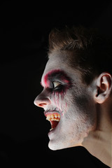 Obraz premium Man makeup Halloween Scary emotions face demon