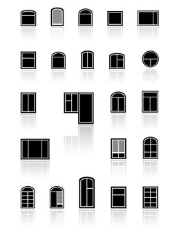 set black windows with reflection