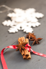 Christmas decoration with cinnamon and anise