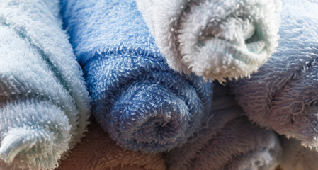 Fototapeta na wymiar Colored fluffy towels.