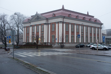 TURKU, FINLAND - November 08: library Turku in the fog, soft focus, Finland on November 08, 2015