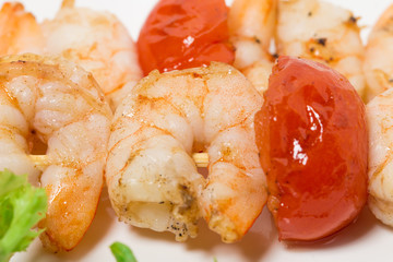 Grilled shrimp skewers.