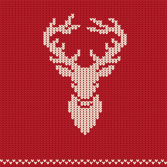 Fototapeta premium Knitted pattern with deer