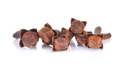 Spice cloves on white background