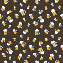 Colorful hand drawn beer seamless pattern