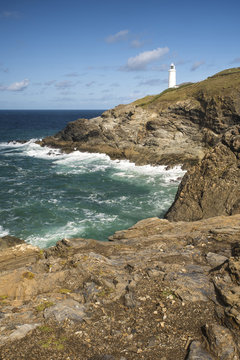 Vibrant Summer landscape image of Trevose head in Cornwall Engla