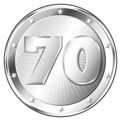 Seventy Year Anniversary - Round Silver Badge