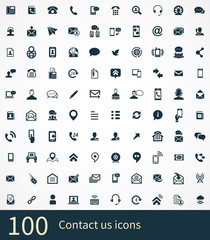 contact us 100 icons universal set