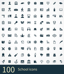 Fototapeta na wymiar school 100 icons universal set