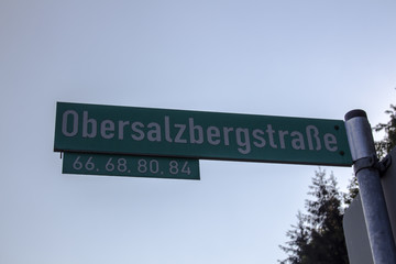 Street sign of the Obersalzbergstra&szlig;e in Germany, 2015