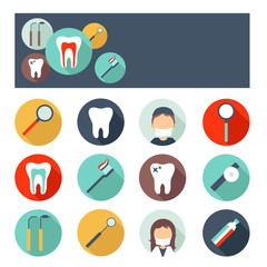 Set of icons and banner