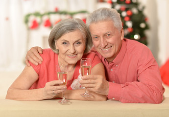old couple celebrating new year