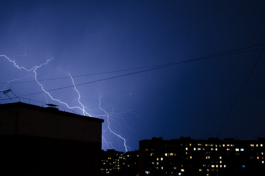 lightning in the urban residential area