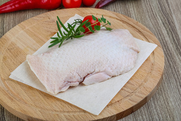 Raw duck breast
