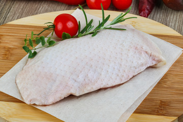 Raw duck breast