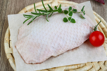 Raw duck breast