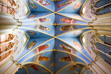 Fototapeta premium Israel, Jerusalem, the decorated ceiling of the Cathedral of Latin Patriarchate