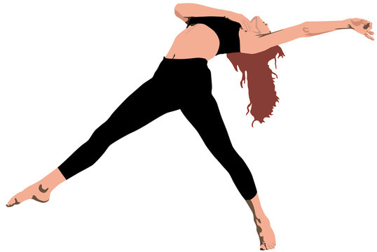 illustration of a female dancer in a layout on a white background