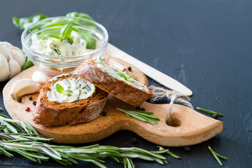 Garlic bread with herbs