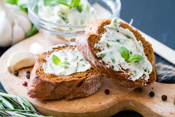 Garlic bread with herbs