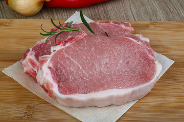 Raw pork steak