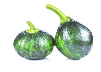 Young Immature Pumpkin on white background