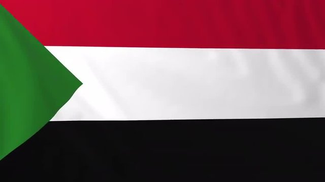 Flag of Sudan, slow motion waving. Rendered using official design and colors. Highly detailed fabric texture. Seamless loop in full 4K resolution. ProRes 422 codec.