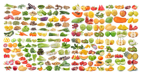 set of fruit and vegetable on white background
