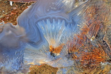 Agate sagenit with beautiful color needle,closeup