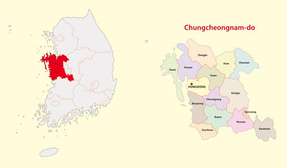 south korea north south chungcheong province map