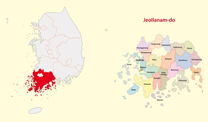 south korea north south jeolla province map