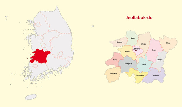 south korea north jeolla province map