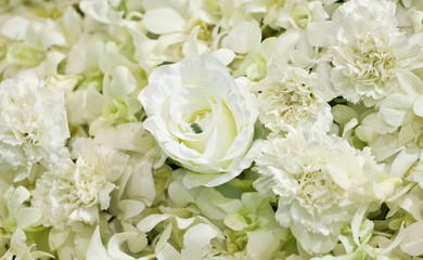 Artificial white flowers.