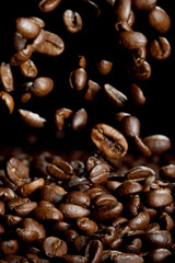 Falling coffee beans