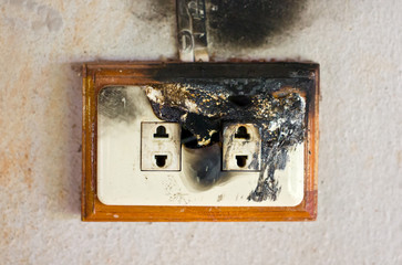 Burned plug socket.