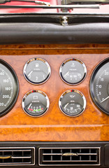 Dashboard detail of vintage car.