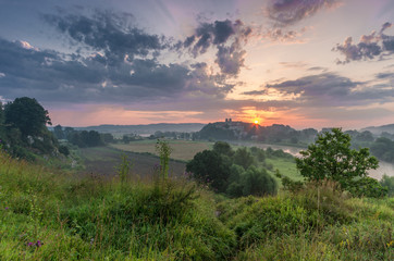 Fototapeta premium Sunrise over Vistula river valley near Krakow, Poland