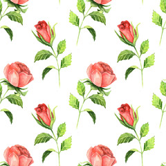 Seamless pattern with red flower