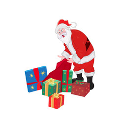 Santa Claus with gift vector illustration isolated on white background