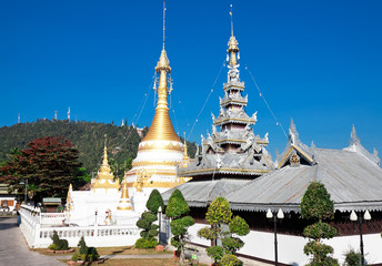Naklejka premium Temple Chong Klang and Chong Kham in Mae Hong Son province, Nort