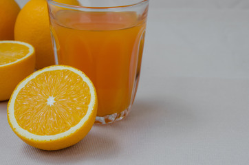 Orange Juice and Sliced Organic Orange.