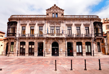 Fototapeta na wymiar Conservatory of music square on Corrada del Obispo in Oviedo, As