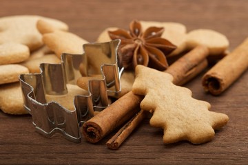 Christmas sweets on wooden background