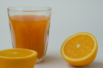 Orange Juice and Sliced Organic Orange.