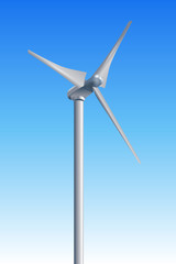 Wind Turbines on Blue Sky Background