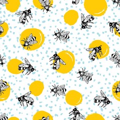 Bee Fabric, Bumble Bee Fabric, Honey Bee, Custom Print Fabric, Kona Cotton,  Liverpool Knit, Bullet Knit. BB12 