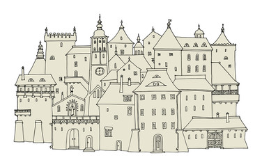 Obraz premium Cartoon hand drawing houses