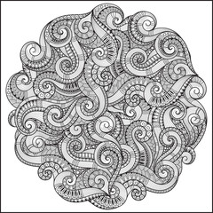 Pattern for coloring book. Ethnic, floral, retro, doodle, vector