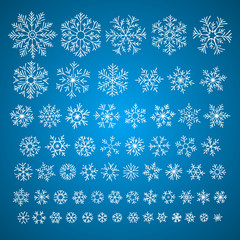 Different hand-drawn snowflakes set
