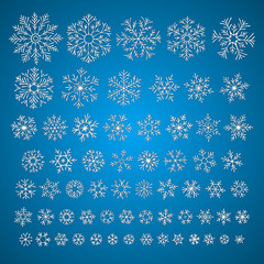 Different hand-drawn snowflakes set